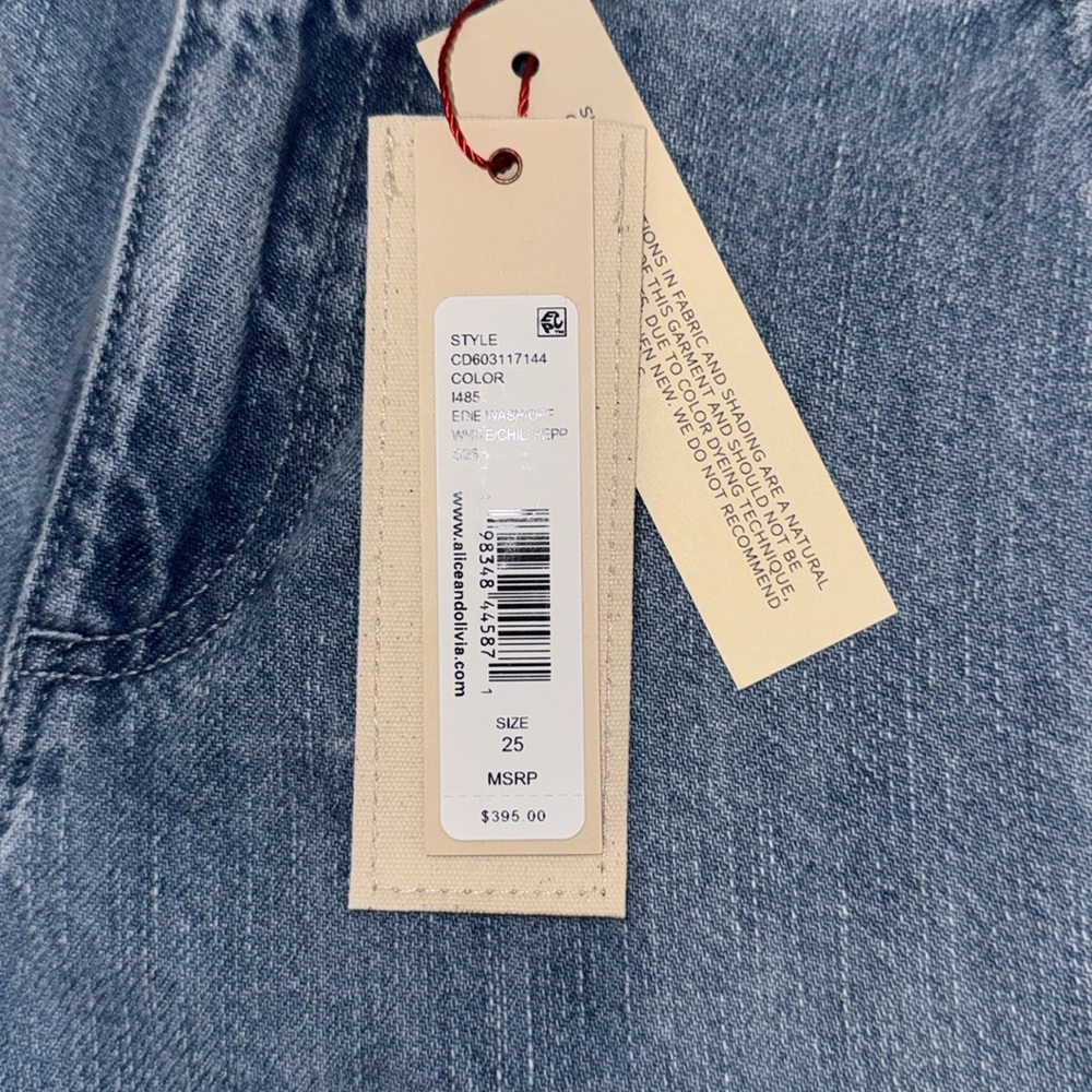 ALICE + OLIVIA Xnder Racing Stripe Wide Leg Jeans - Picture 11 of 11